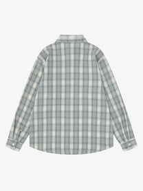 SAVAGE BASE | Stencil Letter Plaid Shirt in Gray - back view