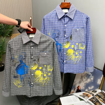 SAVAGE BASE | Spray Paint Illustration Plaid Shirt - lifestyle view
