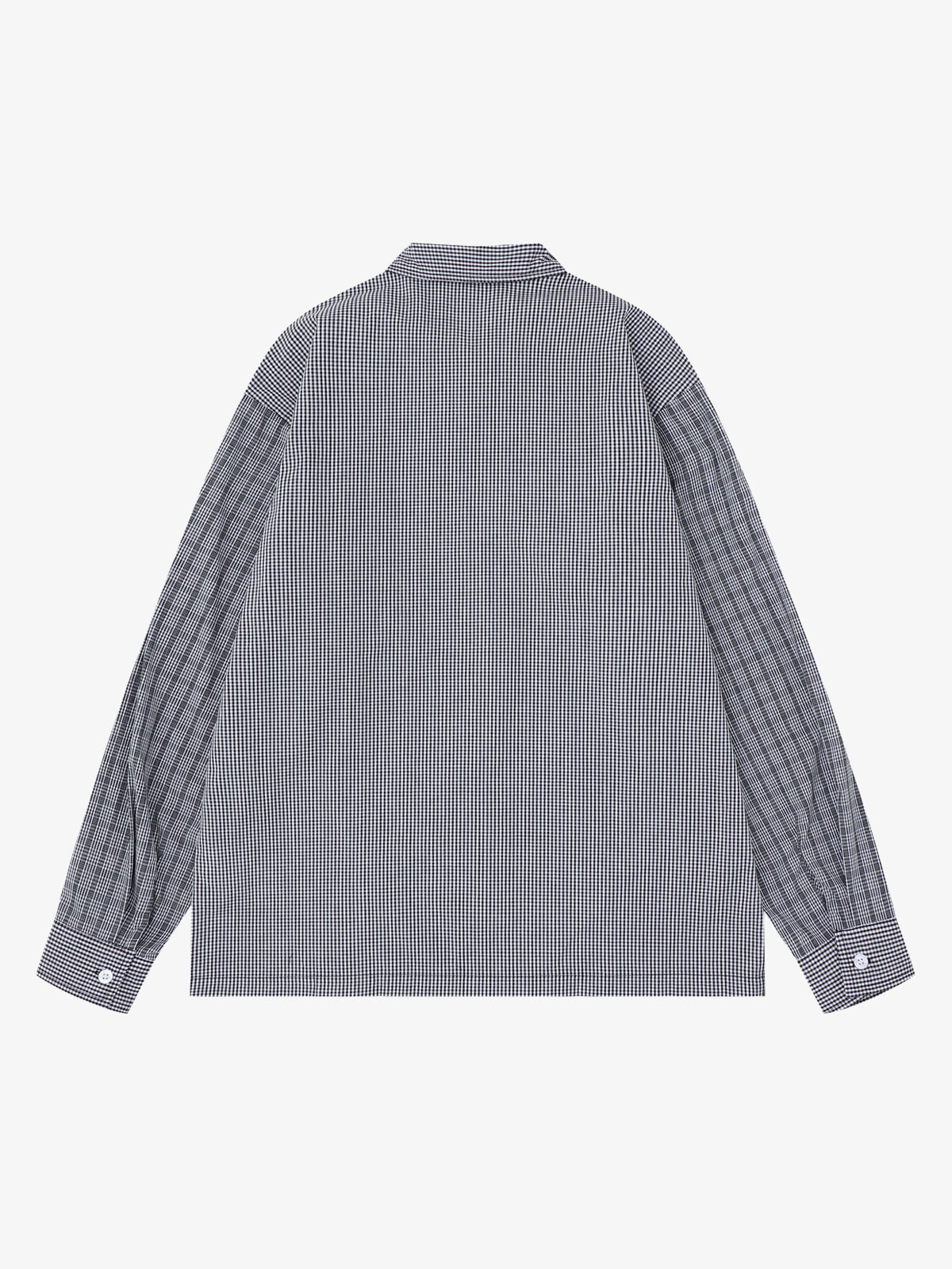SAVAGE BASE | Spray Paint Illustration Plaid Shirt in Black - back view