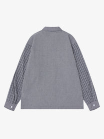 SAVAGE BASE | Spray Paint Illustration Plaid Shirt in Black - back view