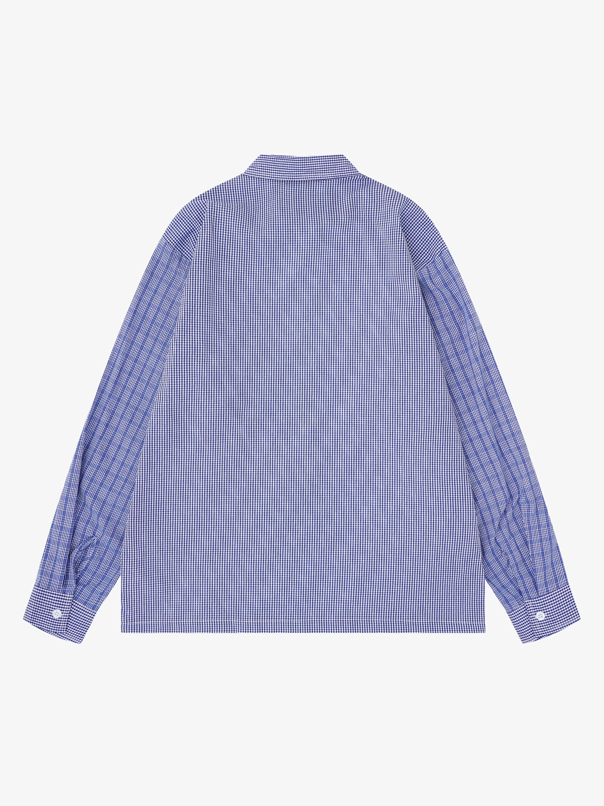 SAVAGE BASE | Spray Paint Illustration Plaid Shirt in Blue - back view