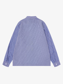 SAVAGE BASE | Spray Paint Illustration Plaid Shirt in Blue - back view