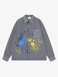 SAVAGE BASE | Spray Paint Illustration Plaid Shirt