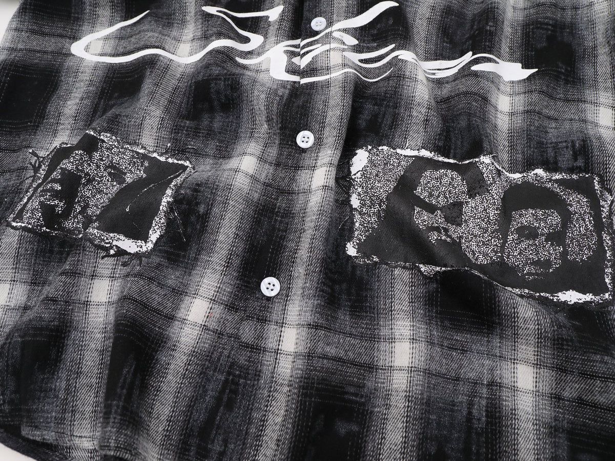 SAVAGE BASE | Portrait Collage Plaid Shirt - product detail