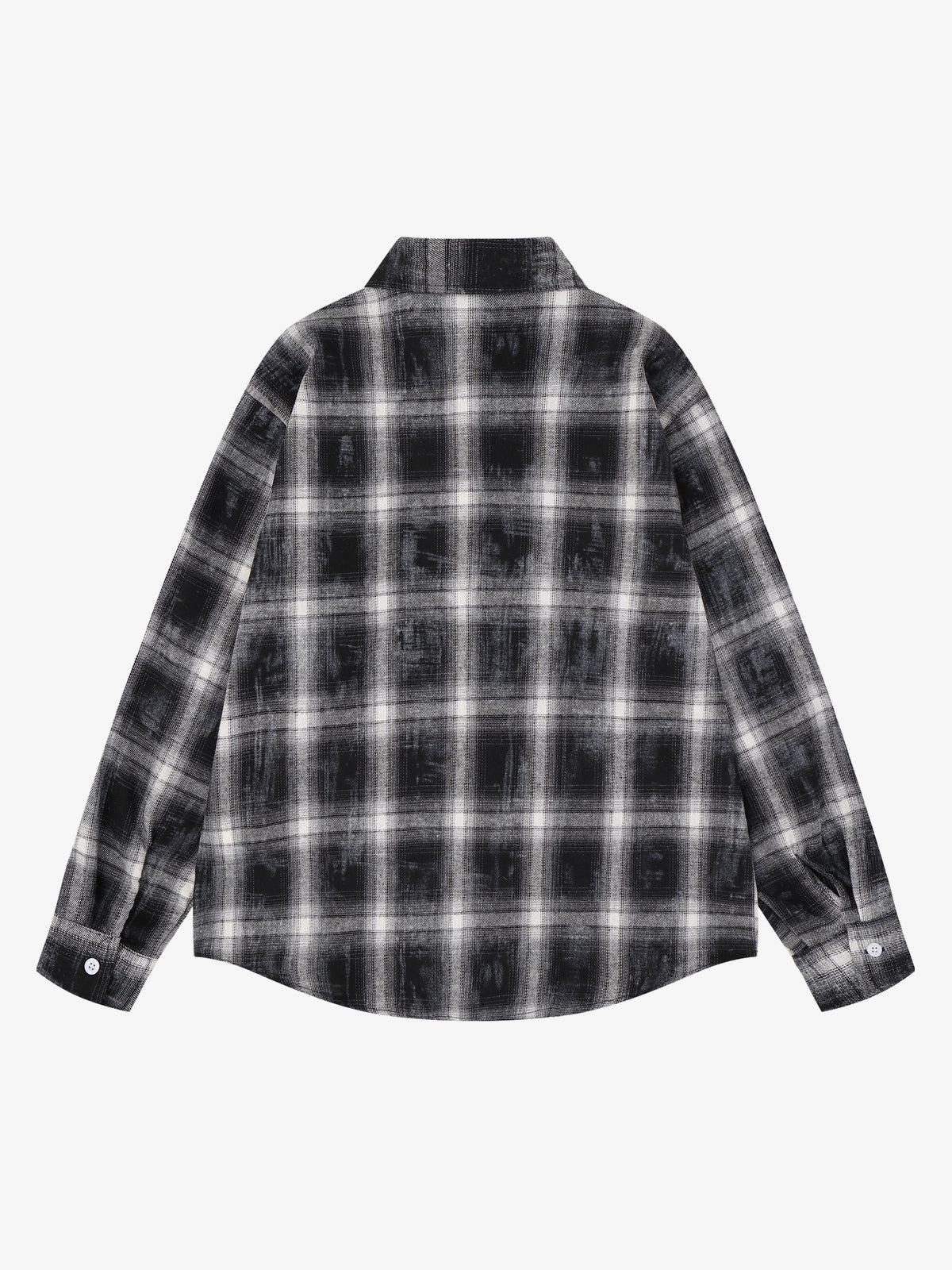 SAVAGE BASE | Portrait Collage Plaid Shirt in Black - back view
