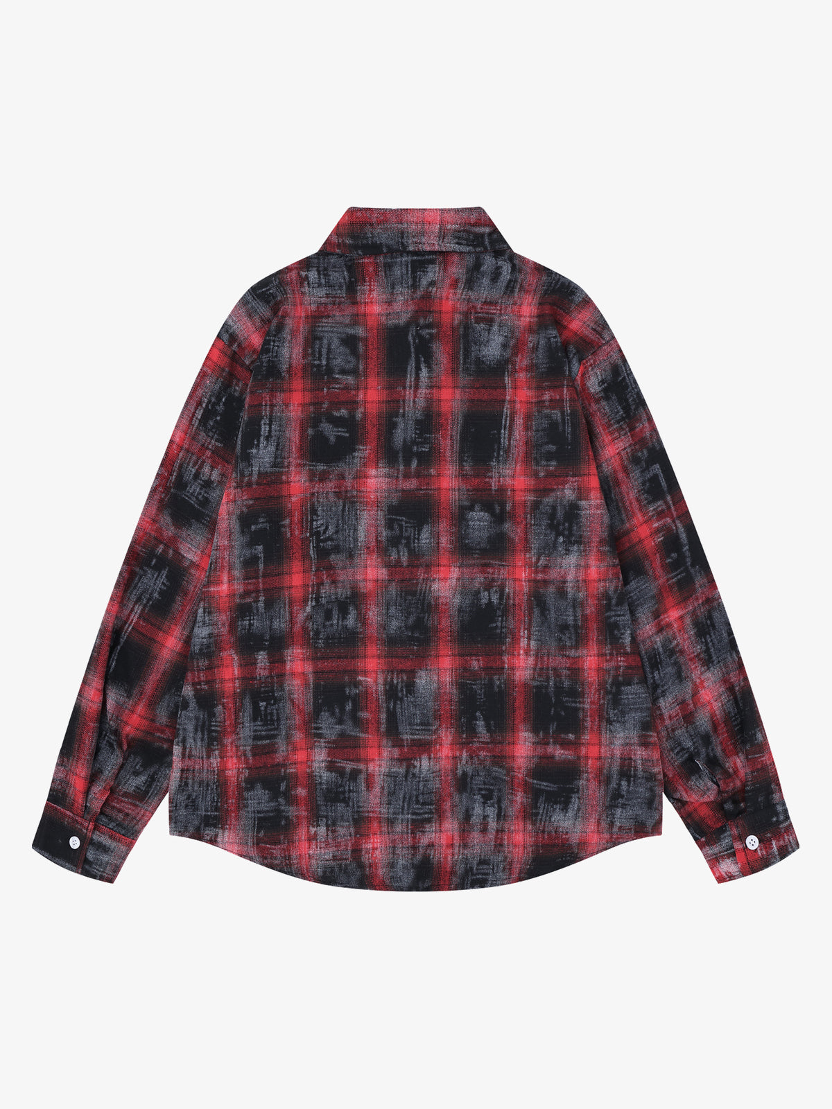 SAVAGE BASE | Portrait Collage Plaid Shirt in Red - back view