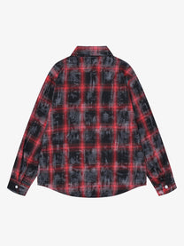 SAVAGE BASE | Portrait Collage Plaid Shirt in Red - back view