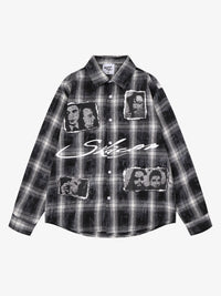 SAVAGE BASE | Portrait Collage Plaid Shirt