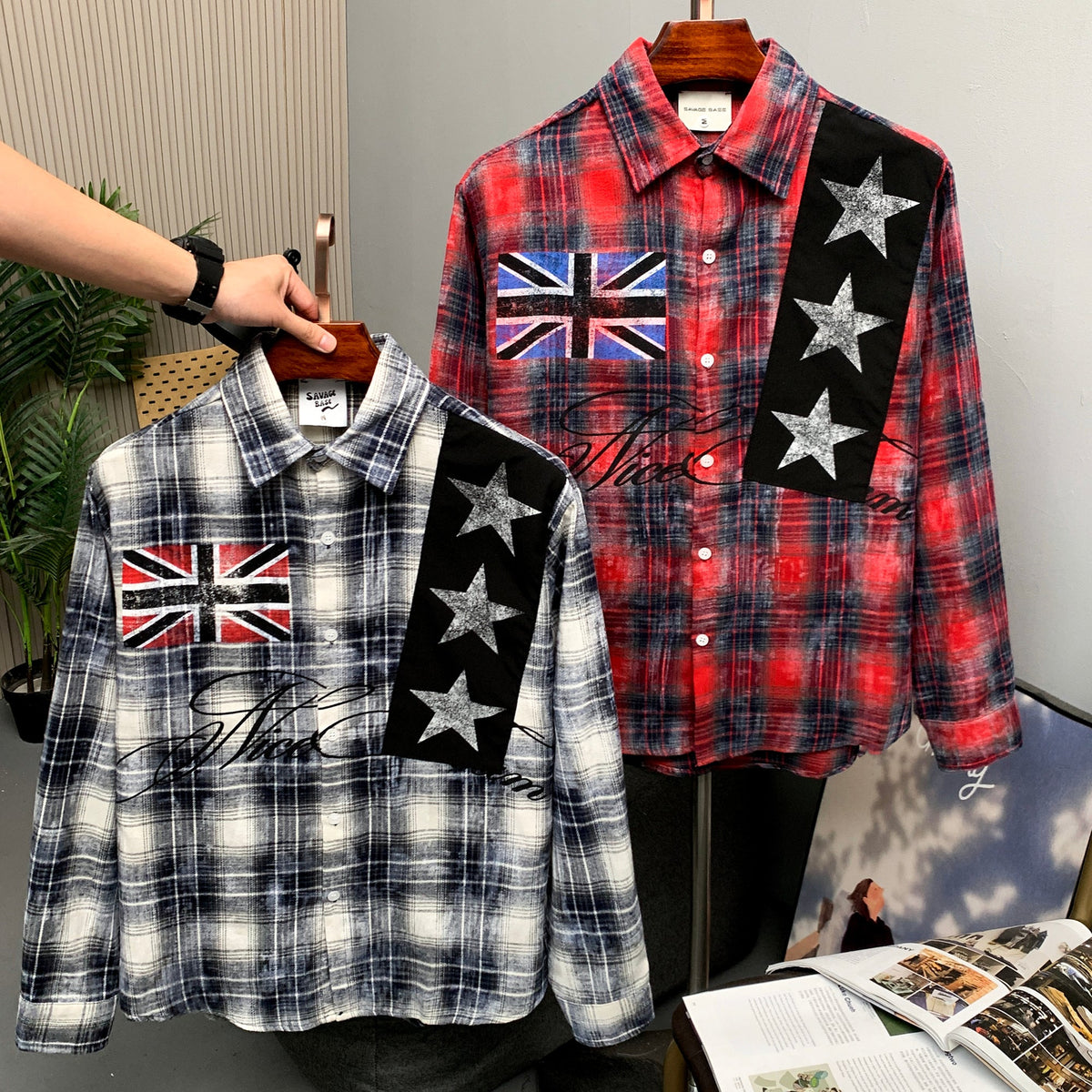 SAVAGE BASE | Star Panel Plaid Shirt - lifestyle view