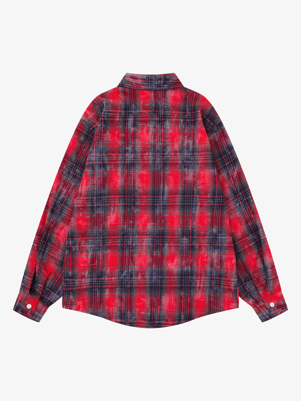 SAVAGE BASE | Star Panel Plaid Shirt in Red - back view