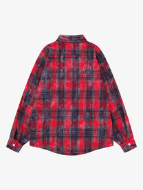 SAVAGE BASE | Star Panel Plaid Shirt in Red - back view