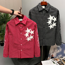 SAVAGE BASE | Star Appliqué Plaid Shirt - lifestyle view