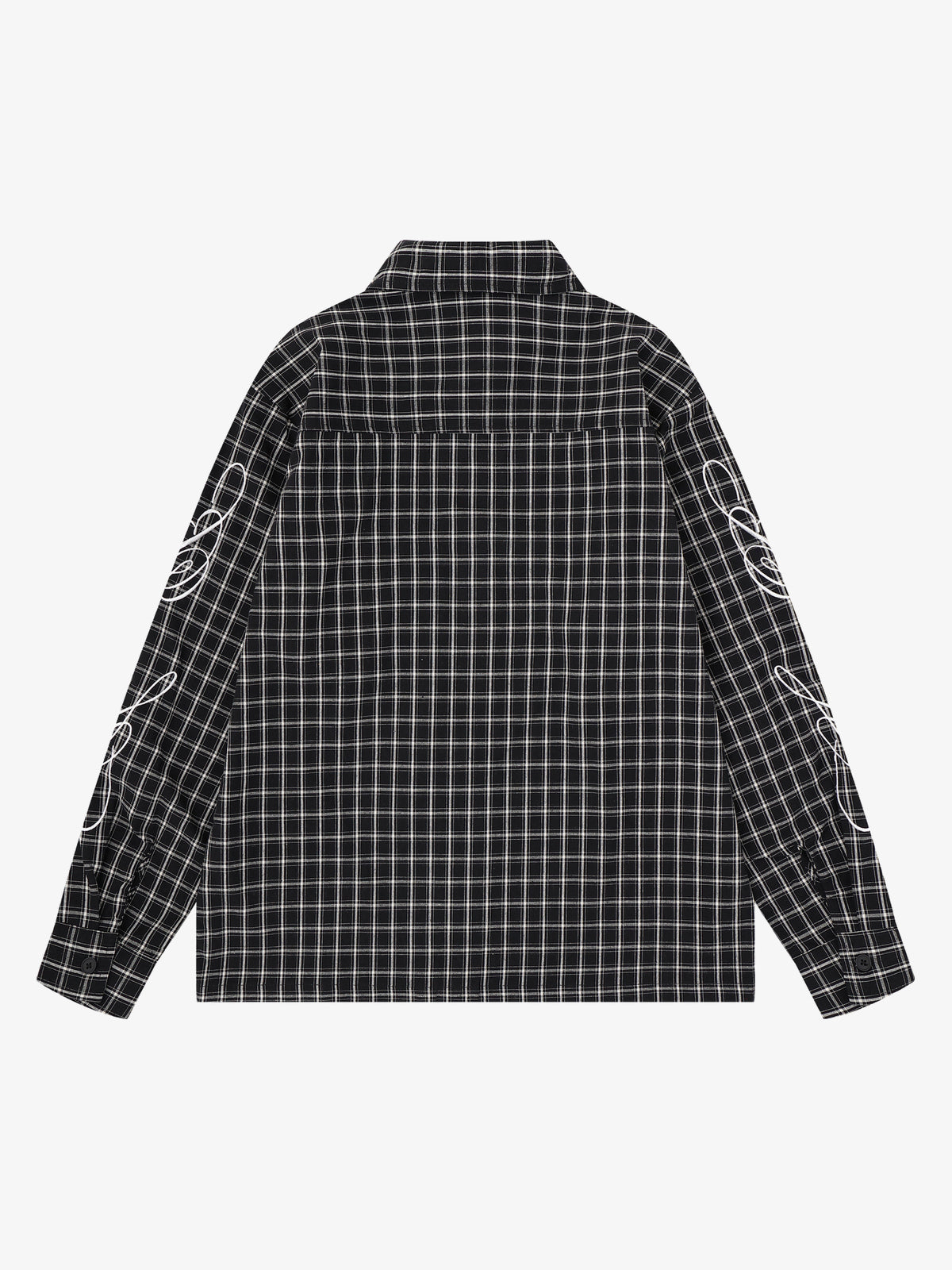 SAVAGE BASE | Star Appliqué Plaid Shirt in Black - back view