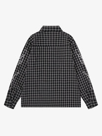 SAVAGE BASE | Star Appliqué Plaid Shirt in Black - back view