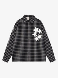 SAVAGE BASE | Star Appliqué Plaid Shirt