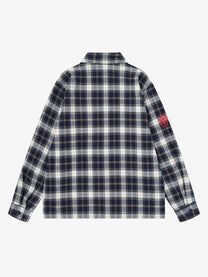 SAVAGE BASE | Checkerboard Script Plaid Shirt in Black - back view
