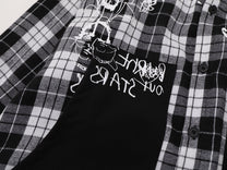 SAVAGE BASE | Asymmetric Collage Panel Plaid Shirt - product detail