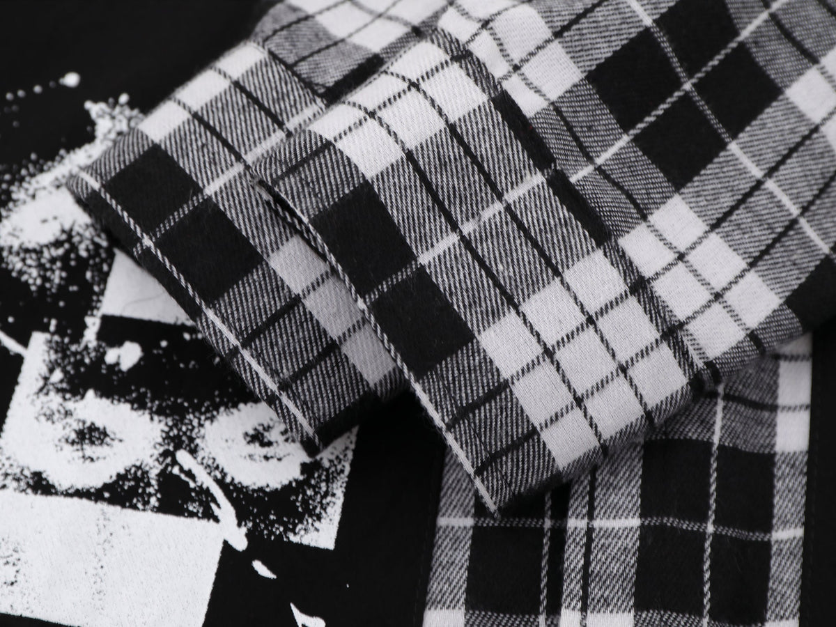 SAVAGE BASE | Asymmetric Collage Panel Plaid Shirt - product detail