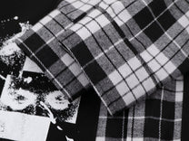 SAVAGE BASE | Asymmetric Collage Panel Plaid Shirt - product detail