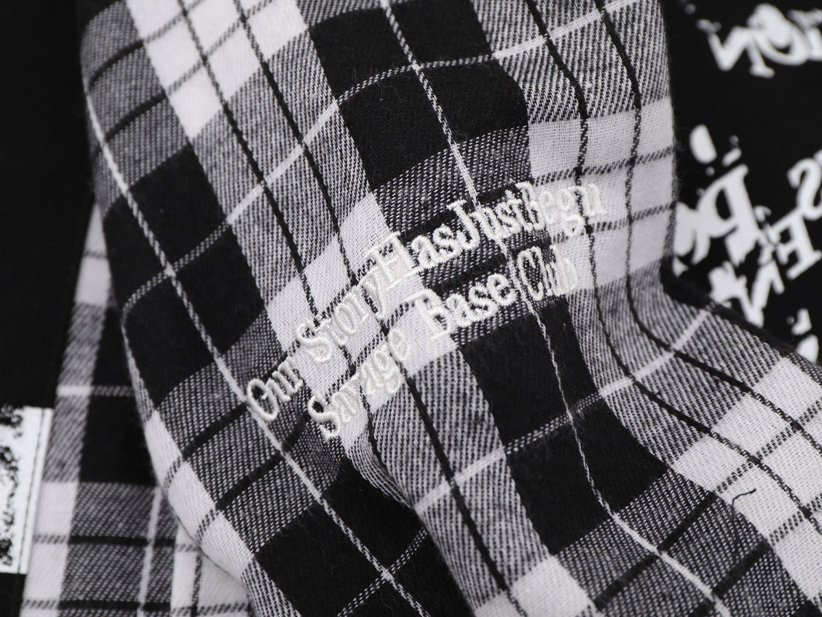 SAVAGE BASE | Asymmetric Collage Panel Plaid Shirt - product detail