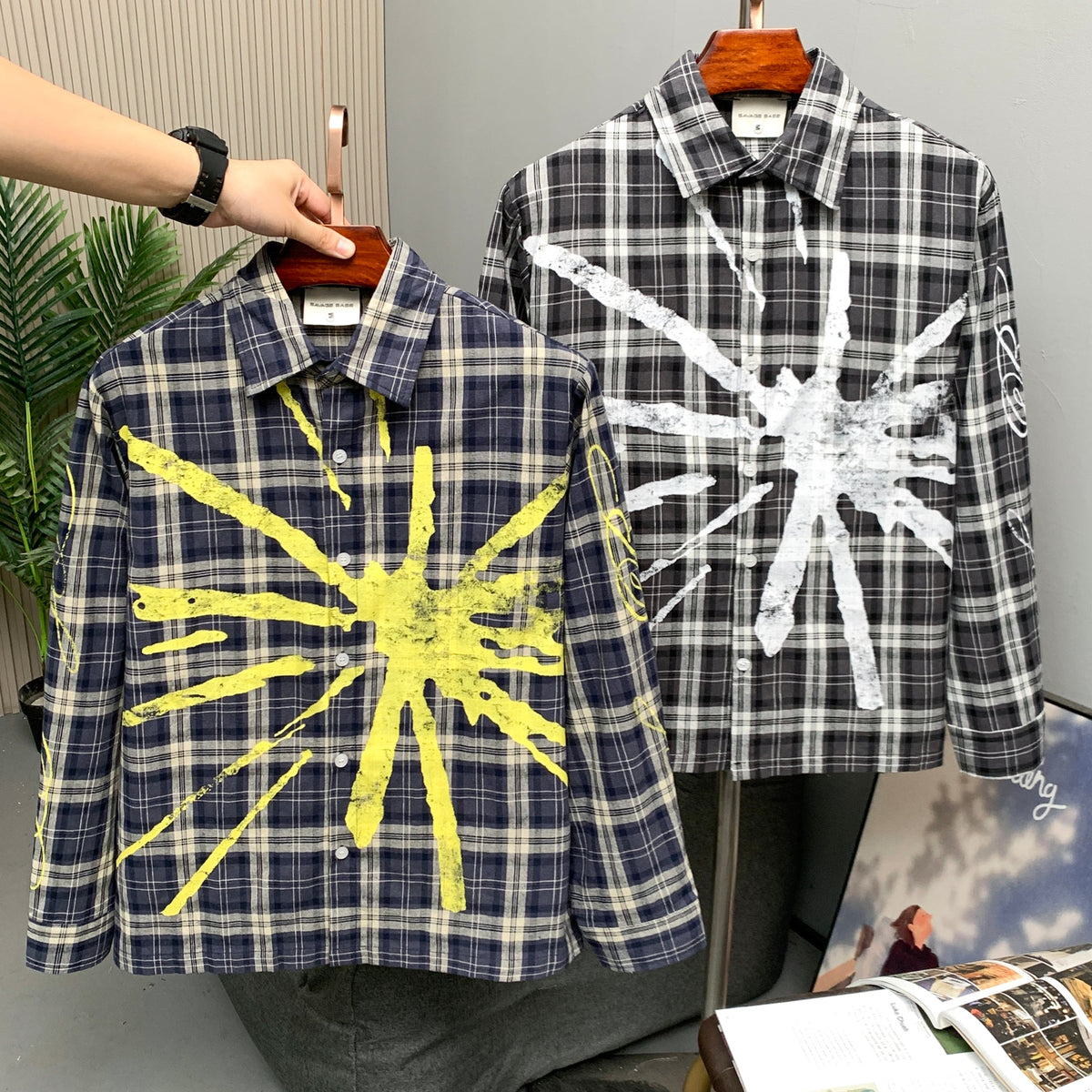 SAVAGE BASE | Paint Burst Plaid Shirt - lifestyle view