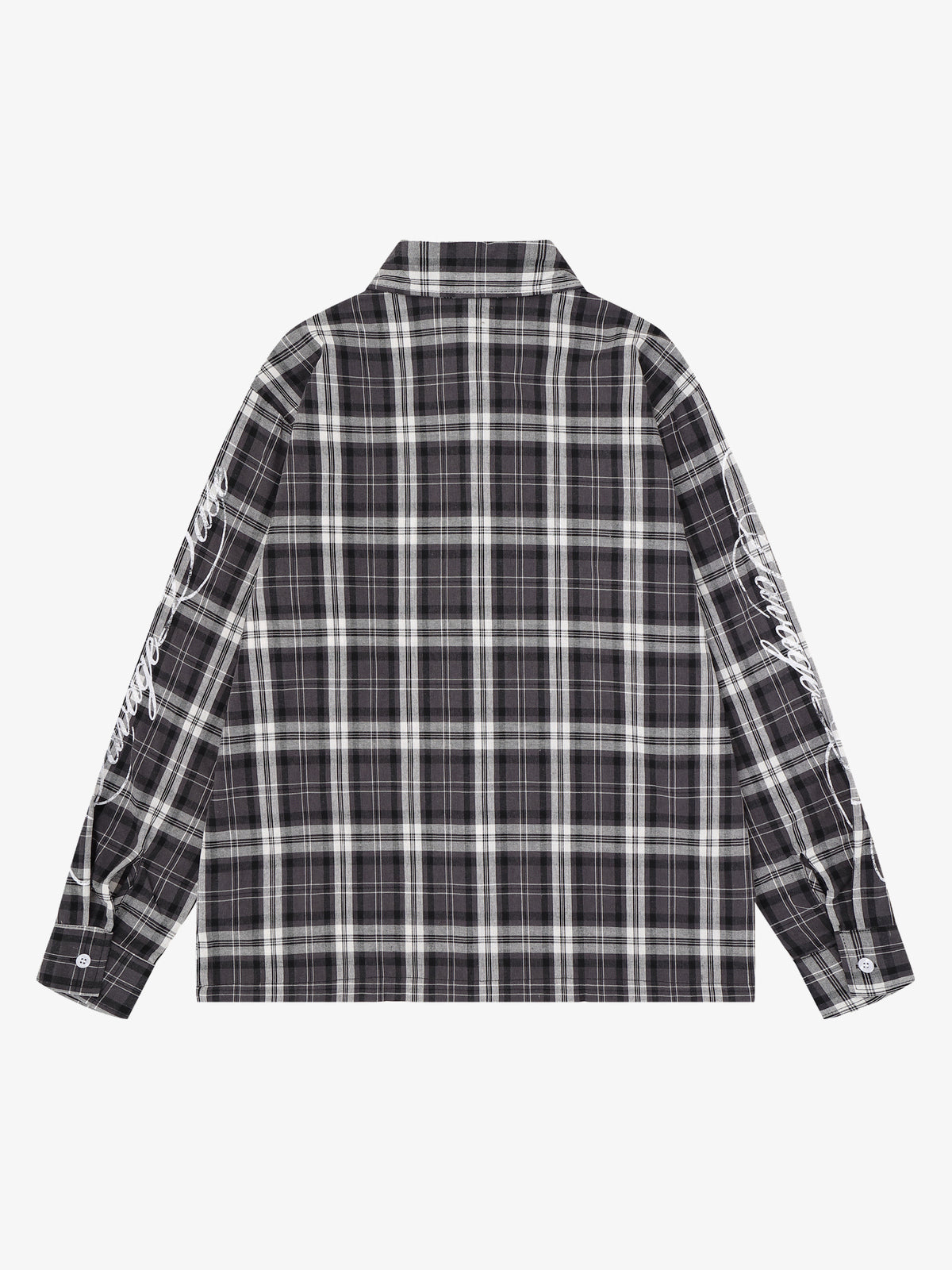 SAVAGE BASE | Paint Burst Plaid Shirt in Black - back view