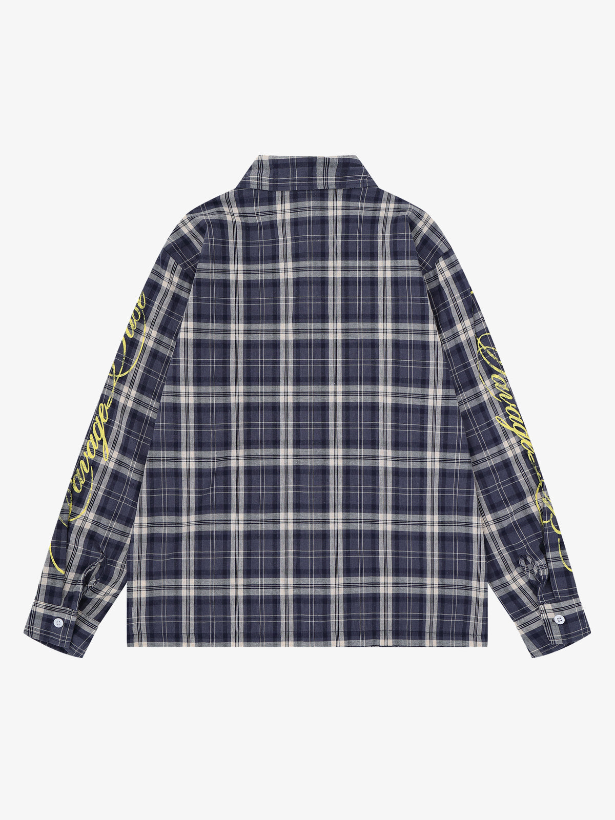 SAVAGE BASE | Paint Burst Plaid Shirt in Blue - back view