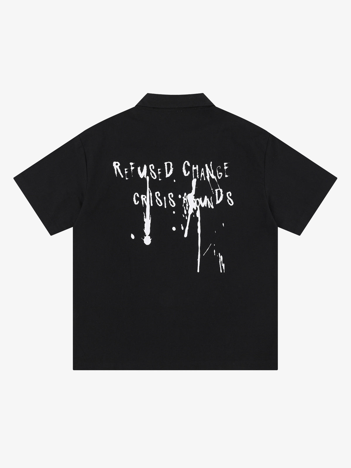 SAVAGE BASE | Distressed Portrait Collage Shirt in Black - back view