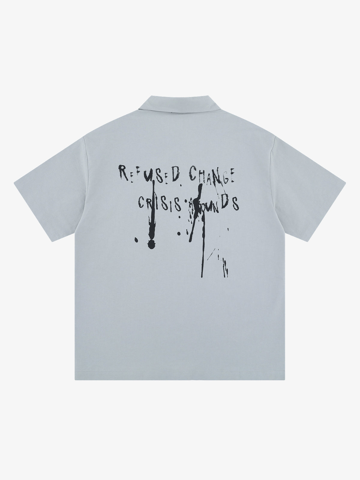 SAVAGE BASE | Distressed Portrait Collage Shirt in Gray - back view