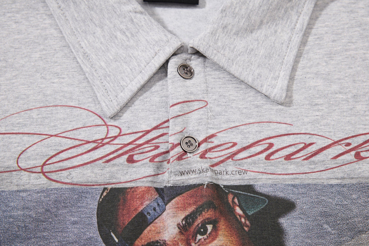 SKATE PARK | Stacked Portrait Print Polo Shirt - product detail