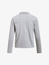 SKATE PARK | Stacked Portrait Print Polo Shirt in Gray - back view