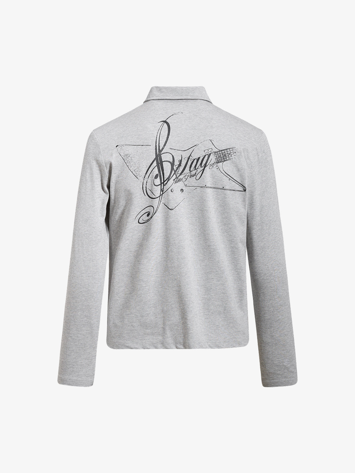 SKATE PARK | Dripping Star Motif Polo Shirt in Gray - back view