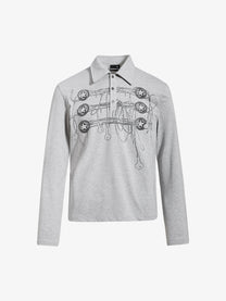 SKATE PARK | Dripping Star Motif Polo Shirt in Gray - front view