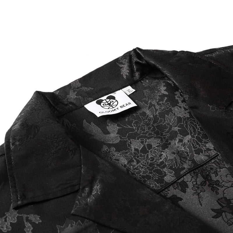 TIDE BEAR | Leaf Jacquard Camp Collar Shirt - product detail