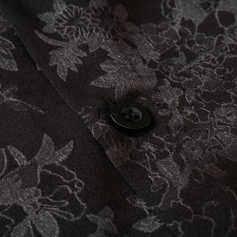 TIDE BEAR | Leaf Jacquard Camp Collar Shirt - product detail