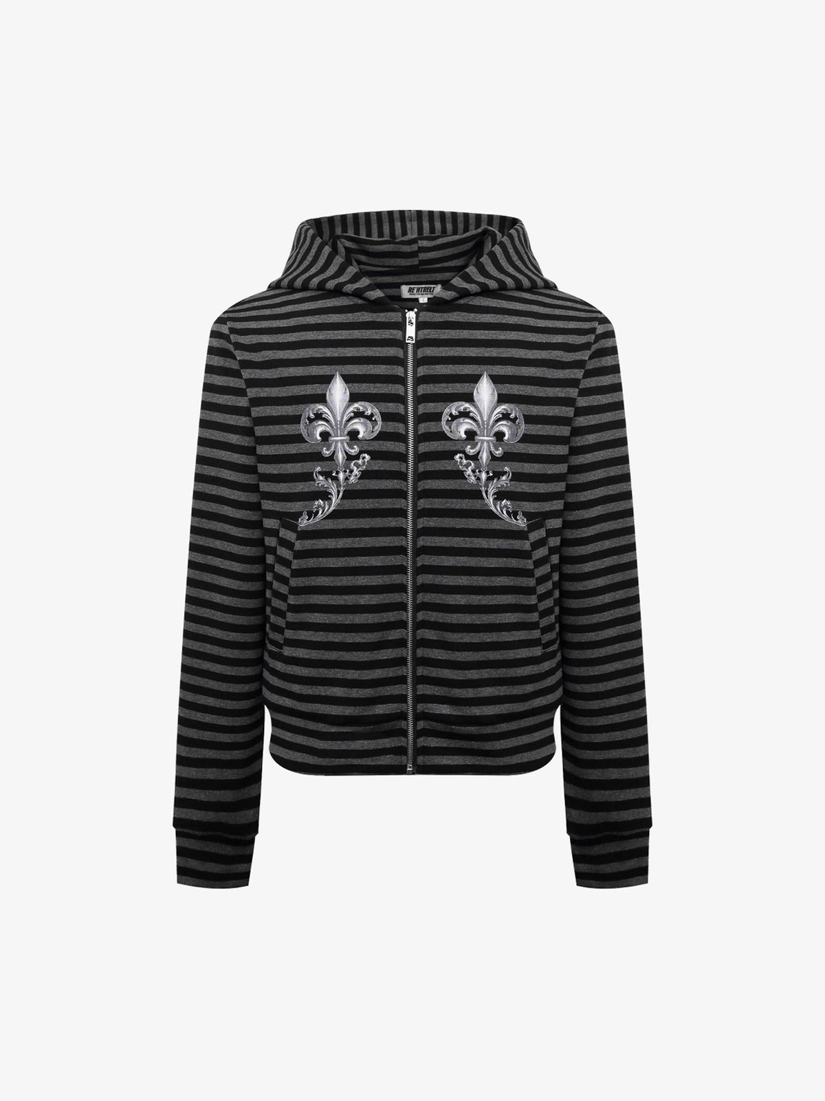 REHTRELT | STRIPED CREST ZIP UP HOODIE