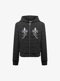 REHTRELT | STRIPED CREST ZIP UP HOODIE