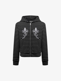 REHTRELT | STRIPED CREST ZIP UP HOODIE