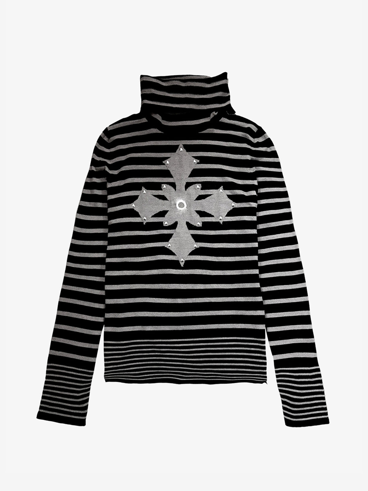 PAIKI | CROSS STRIPE TURTLENECK SWEATER
