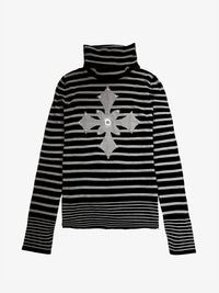PAIKI | CROSS STRIPE TURTLENECK SWEATER