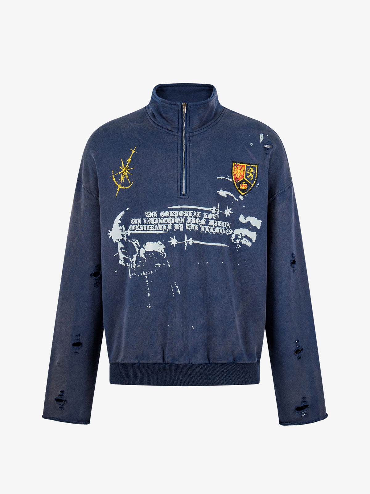KENVIBE | HERALDIC SHIELD HALF ZIP SWEATSHIRT