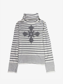 PAIKI | CROSS STRIPE TURTLENECK SWEATER
