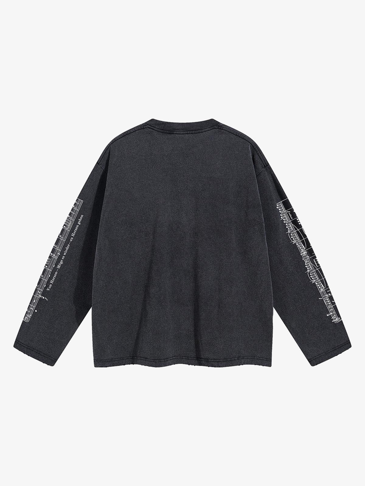 ARTIE MASTER | Music Score Layered Sleeve Sweatshirt in Black - back view