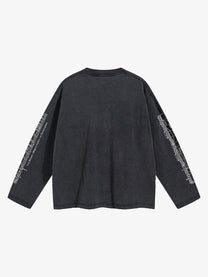 ARTIE MASTER | Music Score Layered Sleeve Sweatshirt in Black - back view