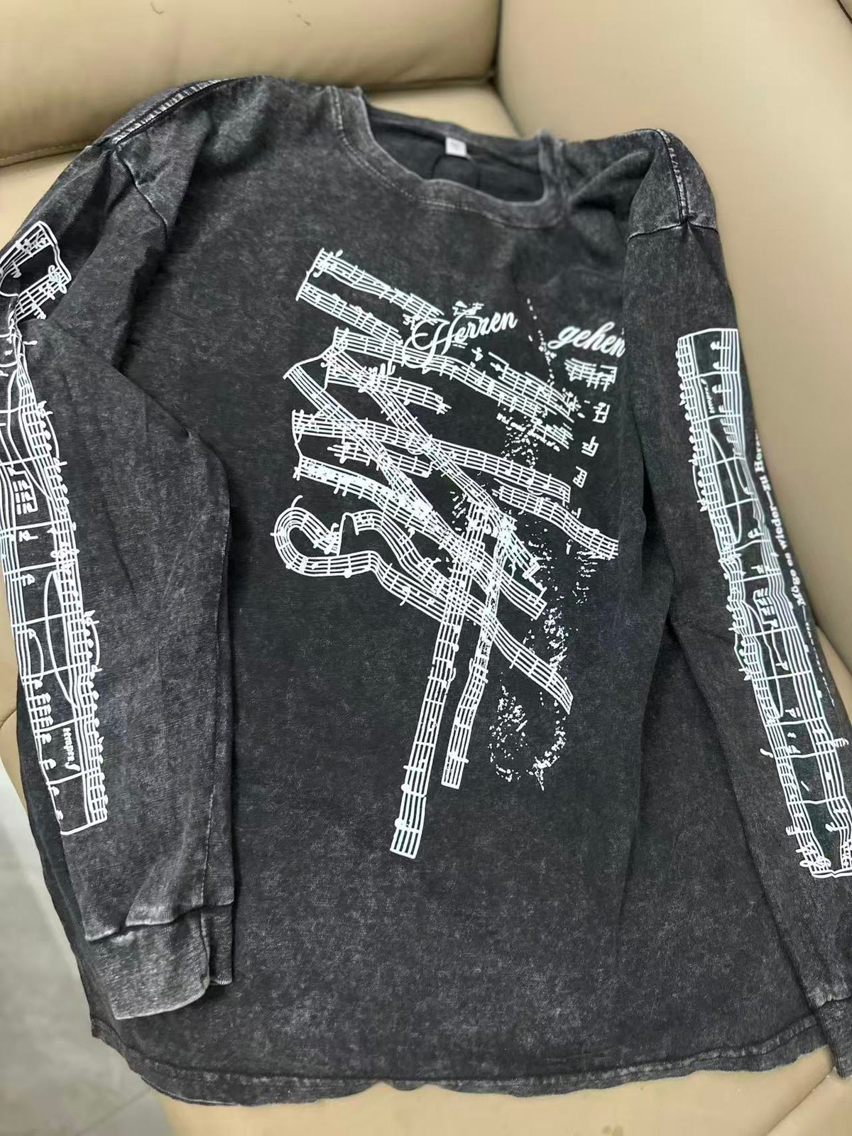 ARTIE MASTER | Music Score Layered Sleeve Sweatshirt - product detail