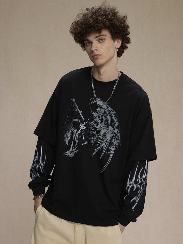 ARTIE MASTER | Dark Wing Layered Sleeve Sweatshirt - product detail