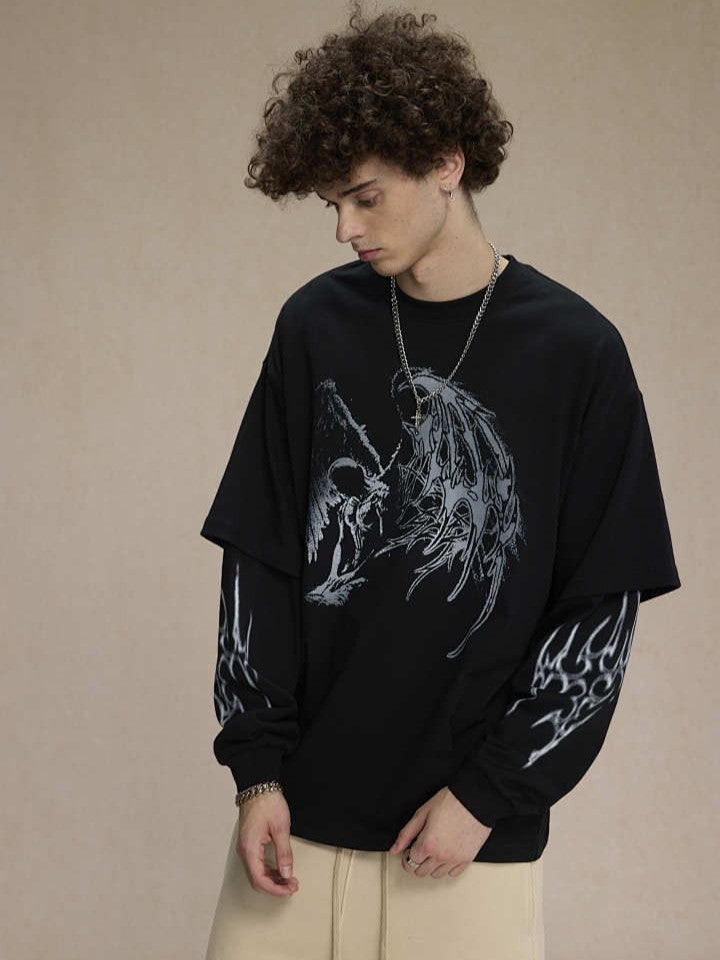 ARTIE MASTER | Dark Wing Layered Sleeve Sweatshirt - product detail