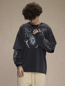 ARTIE MASTER | Flame Emblem Layered Sleeve Sweatshirt - product detail