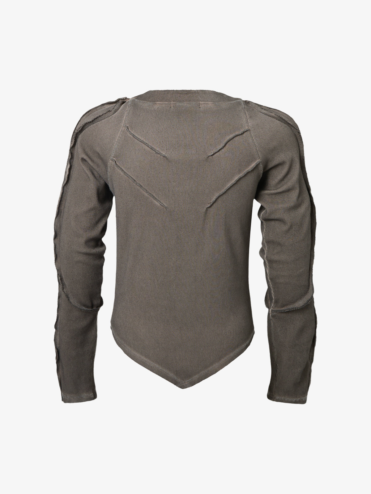 ATSF30 | Sculpted Seam Pointed Hem Sweatshirt in Brown - back view