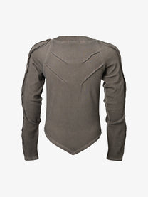 ATSF30 | Sculpted Seam Pointed Hem Sweatshirt in Brown - back view